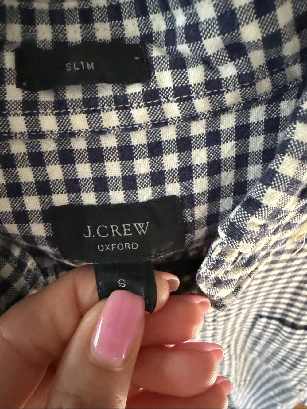 J.Crew Men’s Small Blue & White Gingham Plaid Button-Down Shirt